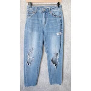 Wild Fable Juniors High Rise Straight Medium Wash Distressed Ripped Denim Jean 0